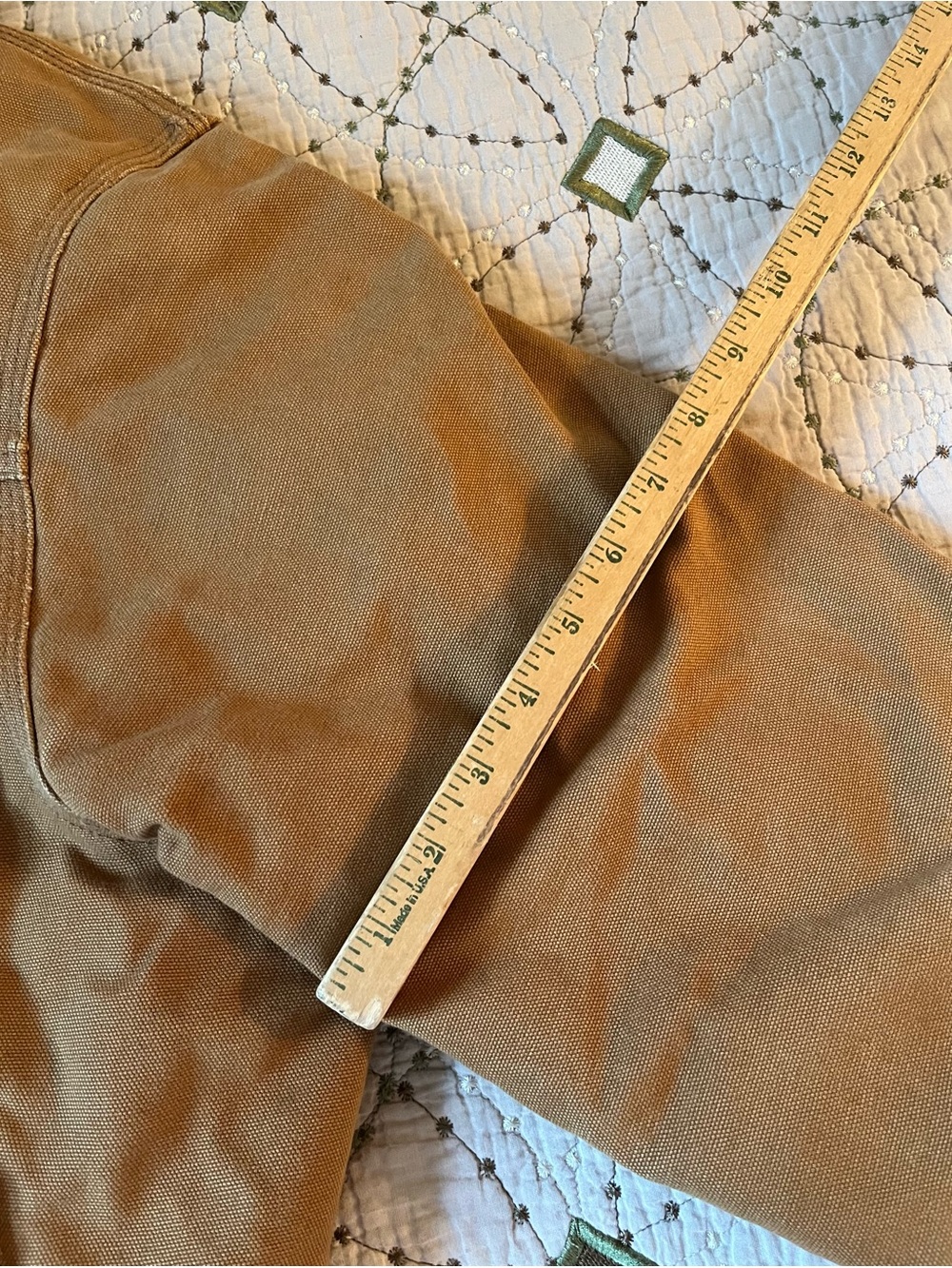 Carhartt Jacket Brown Canvas Red Quilted Lining Western Style Shoulder Yokes USA - Picture 8 of 16